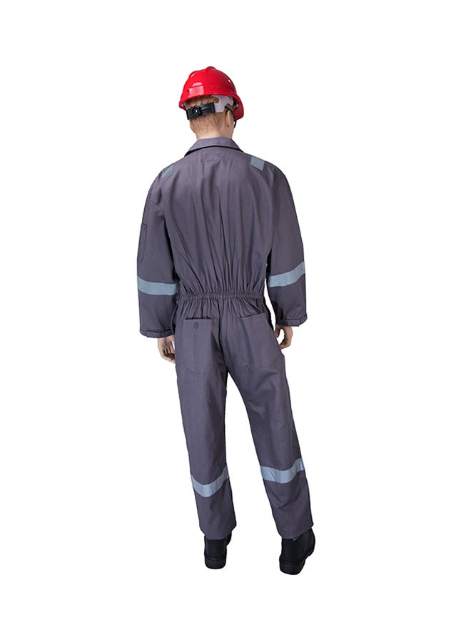 Comfort Safety Coverall With 6 Reflective Tapes Grey Medium