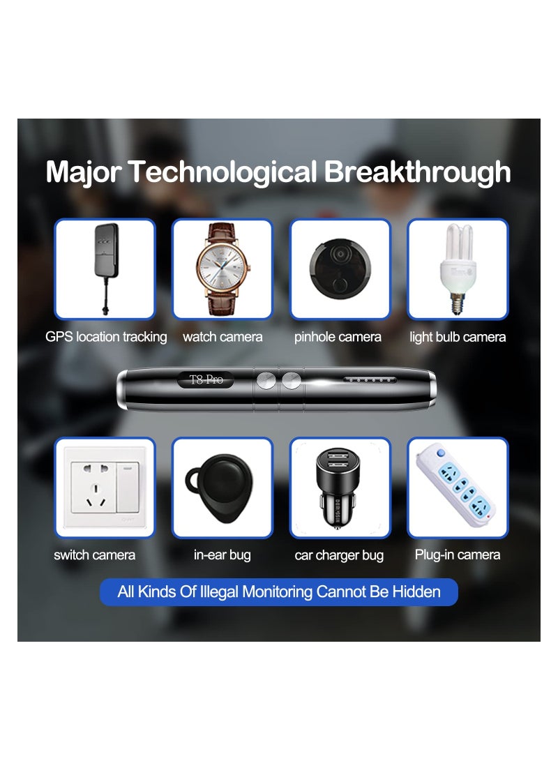 Hidden Camera Detectors, T8 Pro Anti Spy Detector, Bug Detector, Privacy Protector, 5 Levels Sensitivity, 3 Professional Modes, 25H Working, Listening Device Detector, RF Signal Detector