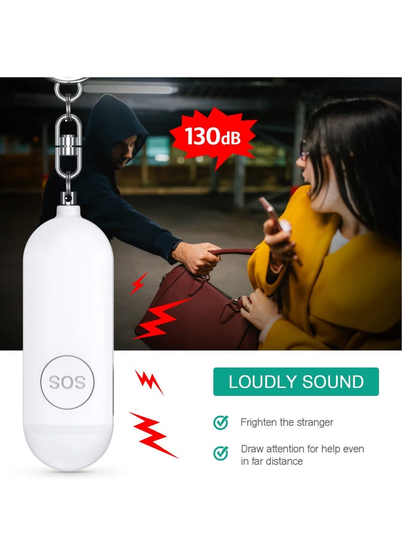 Personal Alarm Siren 2 Pcs 130dB Dual Speakers Rechargeable LED Light Ideal for Women Elderly Children Students and Night Shift Workers