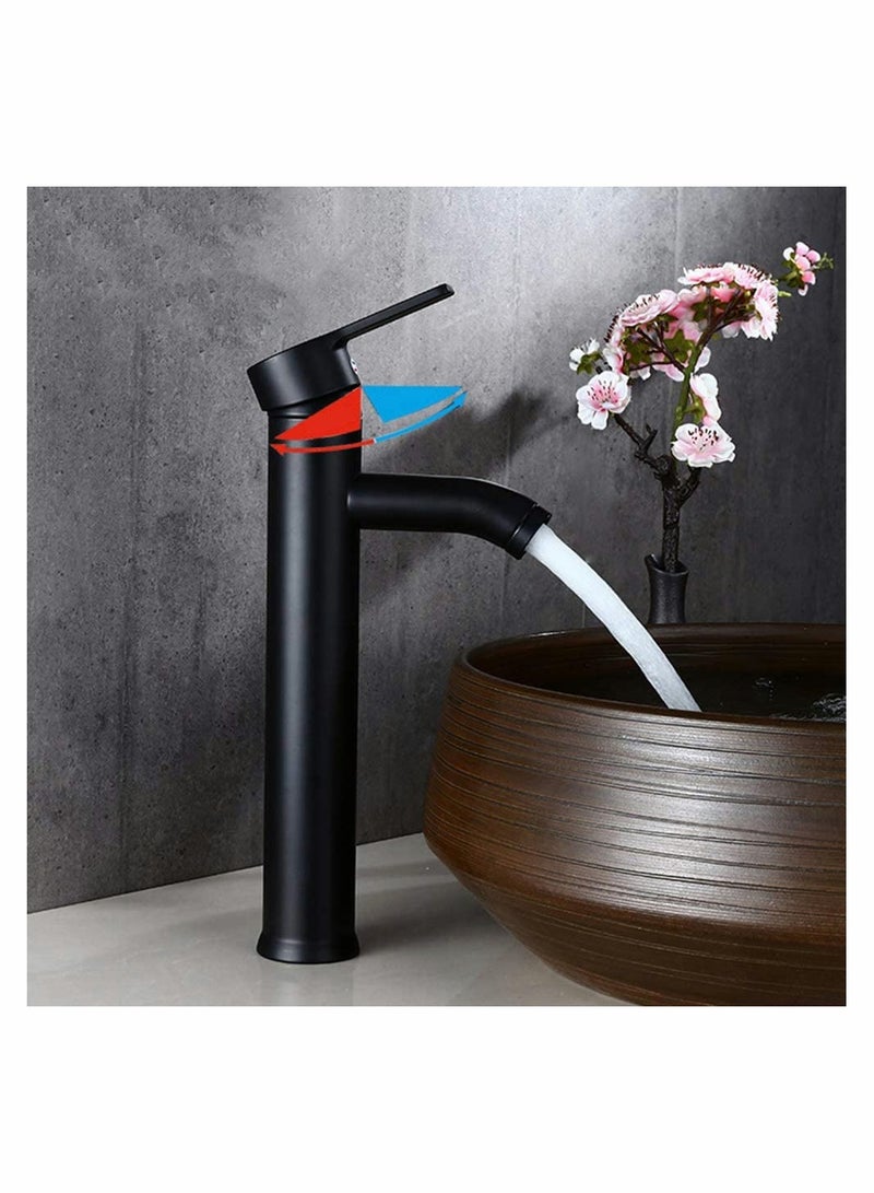 Tap Black Bathroom Faucet Stainless Steel Basin Mixer Bathroom Accessories Black Tap Sink Basin Mixer Tap for Home Kitchen (High Pattern)