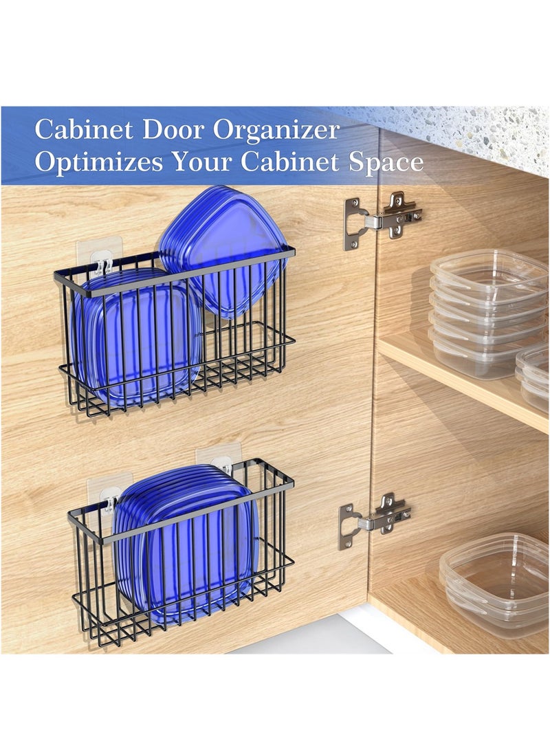 Adhesive Shower Caddy Basket Shelf, 2 PCS Cabinet Door Lid Organizer, Bathroom Organizer Shelves, Kitchen Storage Rack, No Drilling Wall Mounted Rustproof Shower Shelf for Inside Shower