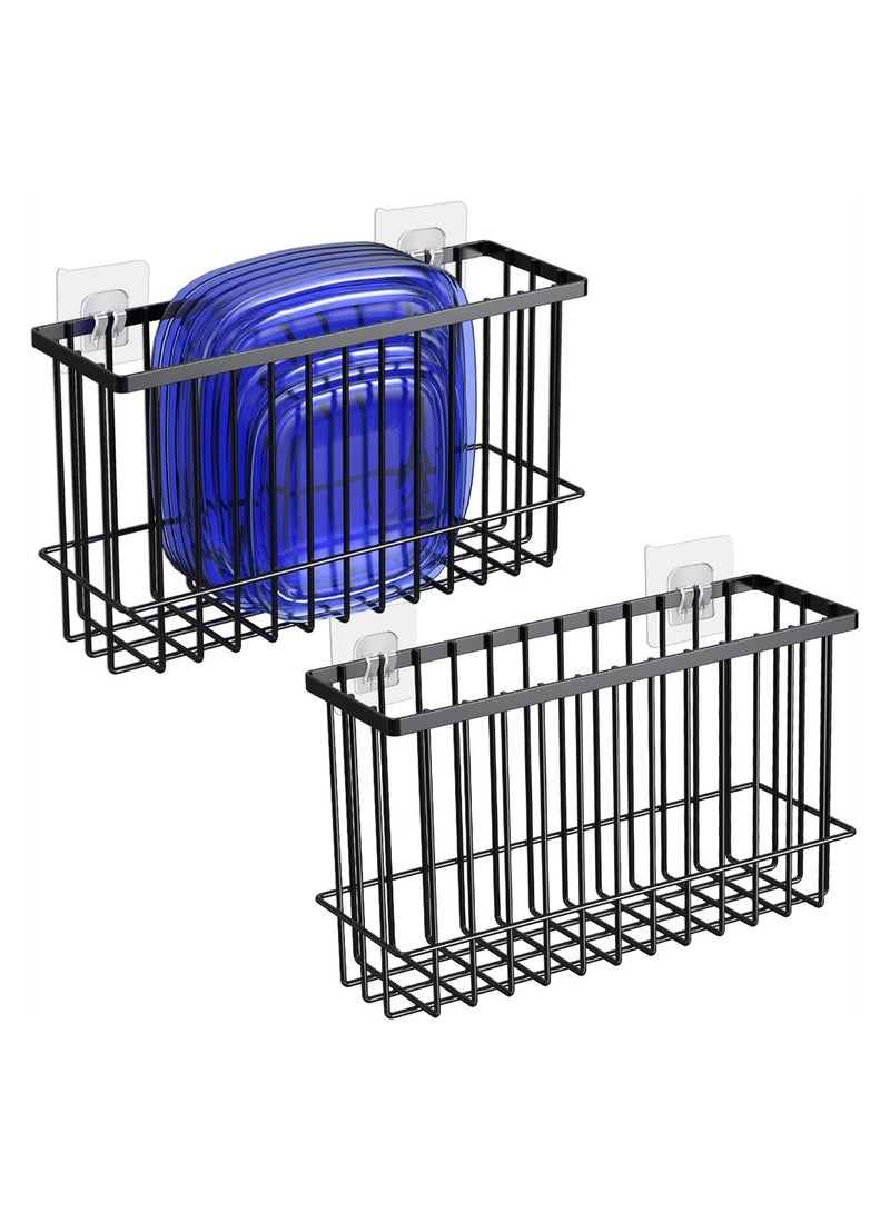 Adhesive Shower Caddy Basket Shelf, 2 PCS Cabinet Door Lid Organizer, Bathroom Organizer Shelves, Kitchen Storage Rack, No Drilling Wall Mounted Rustproof Shower Shelf for Inside Shower