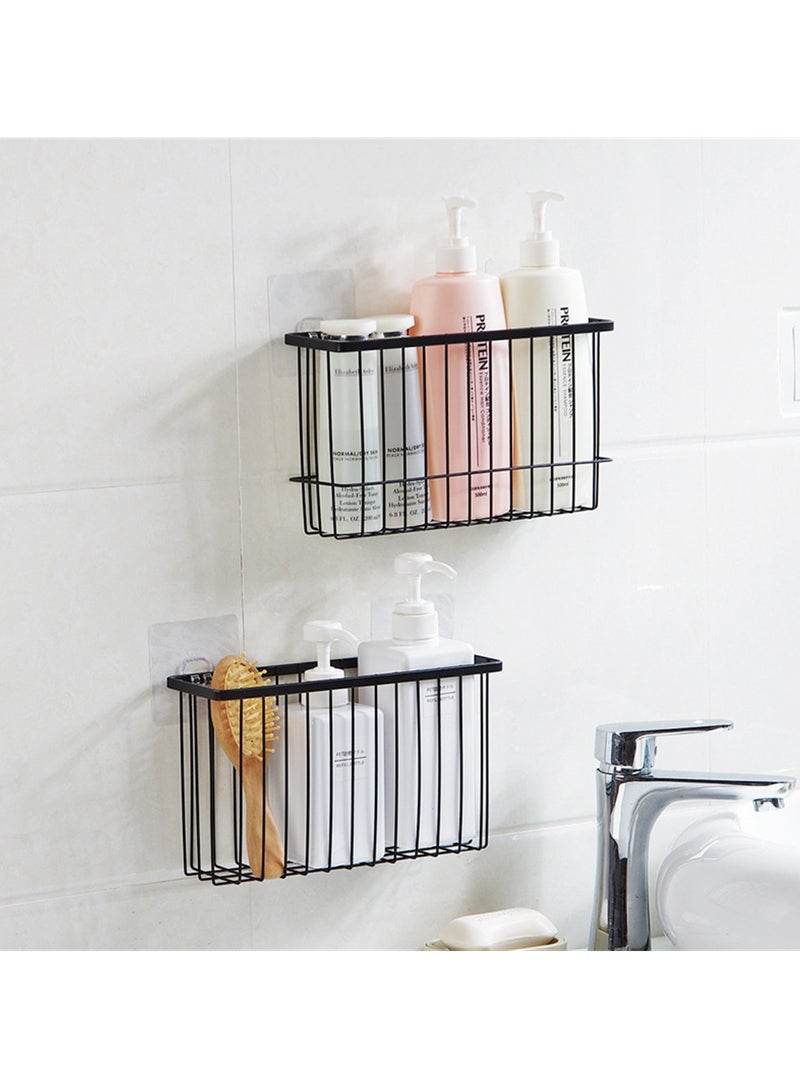 Adhesive Shower Caddy Basket Shelf, 2 PCS Cabinet Door Lid Organizer, Bathroom Organizer Shelves, Kitchen Storage Rack, No Drilling Wall Mounted Rustproof Shower Shelf for Inside Shower