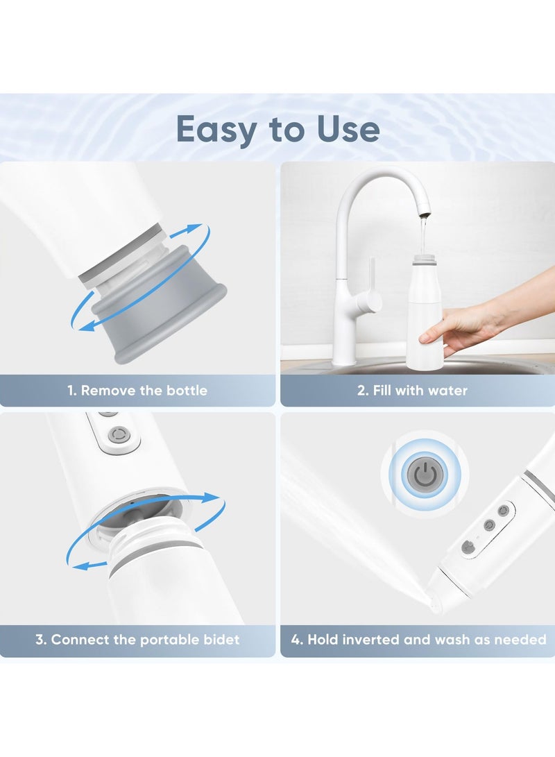 Portable Bidet Travel for Women and Man, Handheld Portable Bidet, Personal Hygiene, Hemorrhoid and Perineum Care, Soothing Postpartum, Electric Rechargeable with USB-C Cable, Three Pressure Options