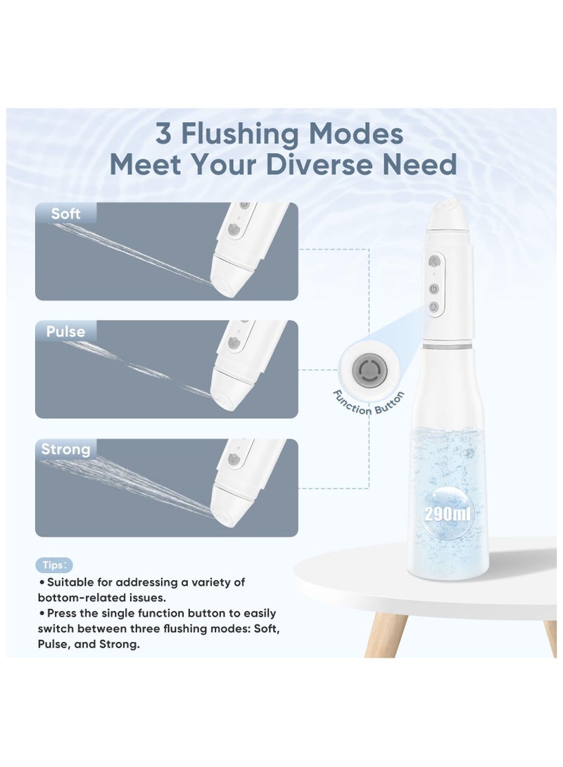 Portable Bidet Travel for Women and Man, Handheld Portable Bidet, Personal Hygiene, Hemorrhoid and Perineum Care, Soothing Postpartum, Electric Rechargeable with USB-C Cable, Three Pressure Options