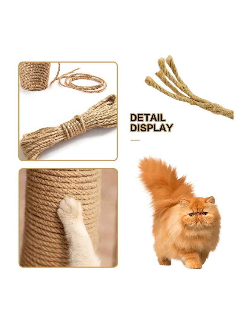 50 Ft Natural Sisal Rope for Cat Tower and Tree, Cat Scratching Post Replacement Heavy Duty Rope Heavy Duty Jute Twine Home Decoration for Scratching Pad, DIY Projects, Home Decoration (1/4