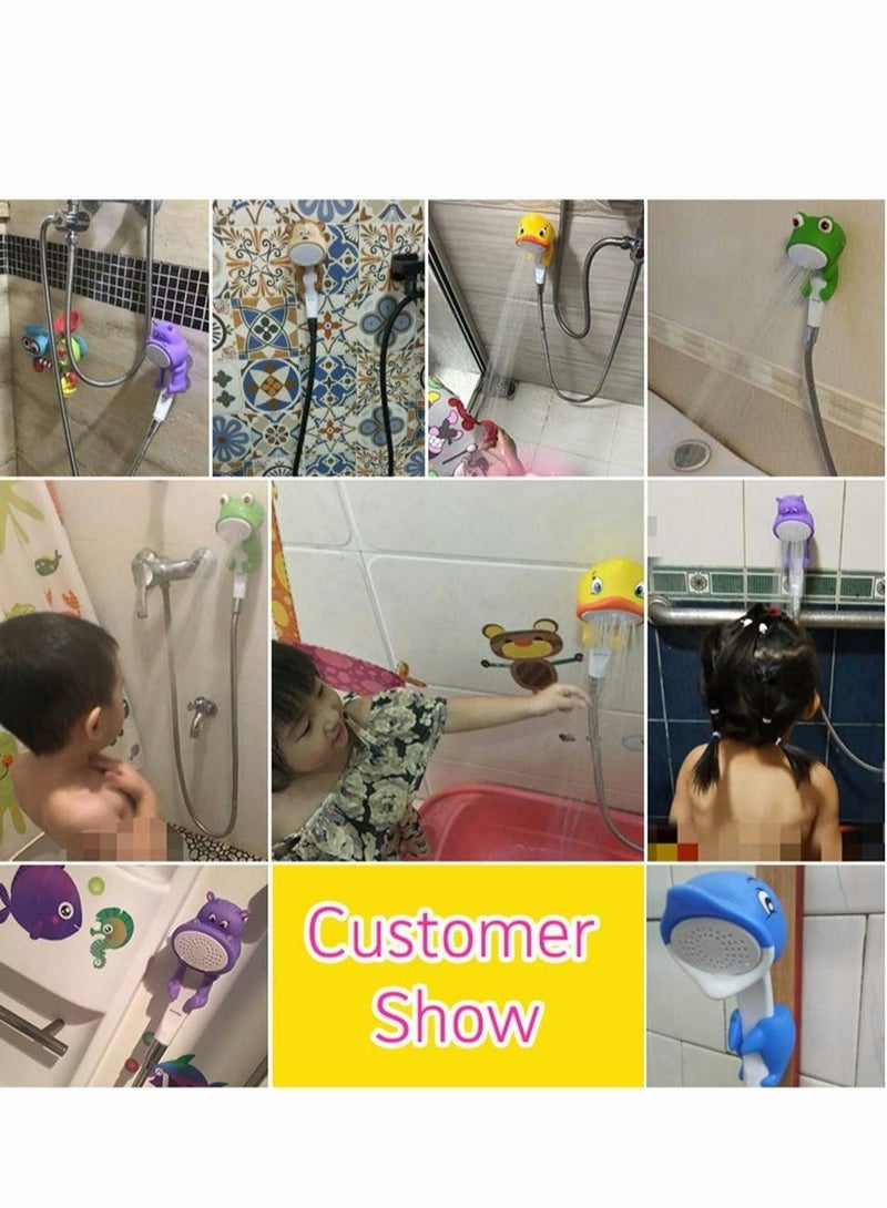 Children's Handheld Shower Head,Cartoon Water Flow Spray Shower Head Baby Kids Toddler Bath Bathing Accessories (Showerhead+Bracket+Hose+Diverter)