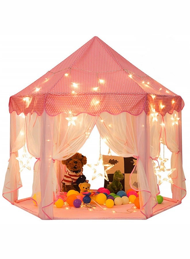 Princess castle play house game tent with starlight children's indoor hexagonal hexagonal tent baby decoration game house princess game castle tent dollhouse 140x140x135cm