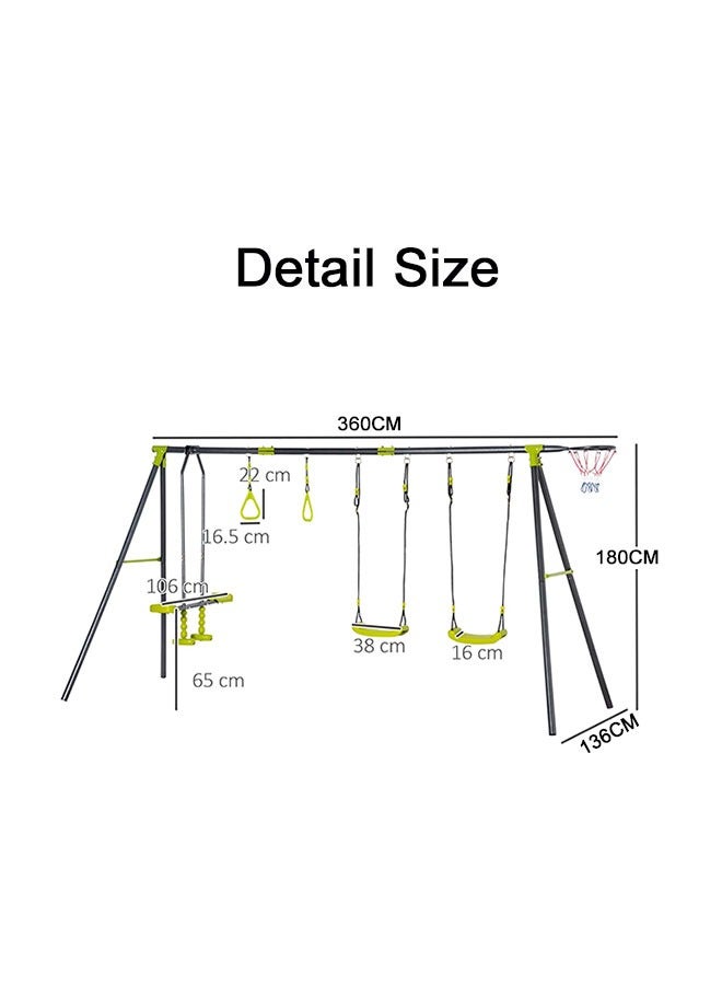 Swing Sets for Backyard 5-in-1 Heavy Duty Swing Set Metal Swings Stand Climbing Rope and Climbing Ladder for Kids