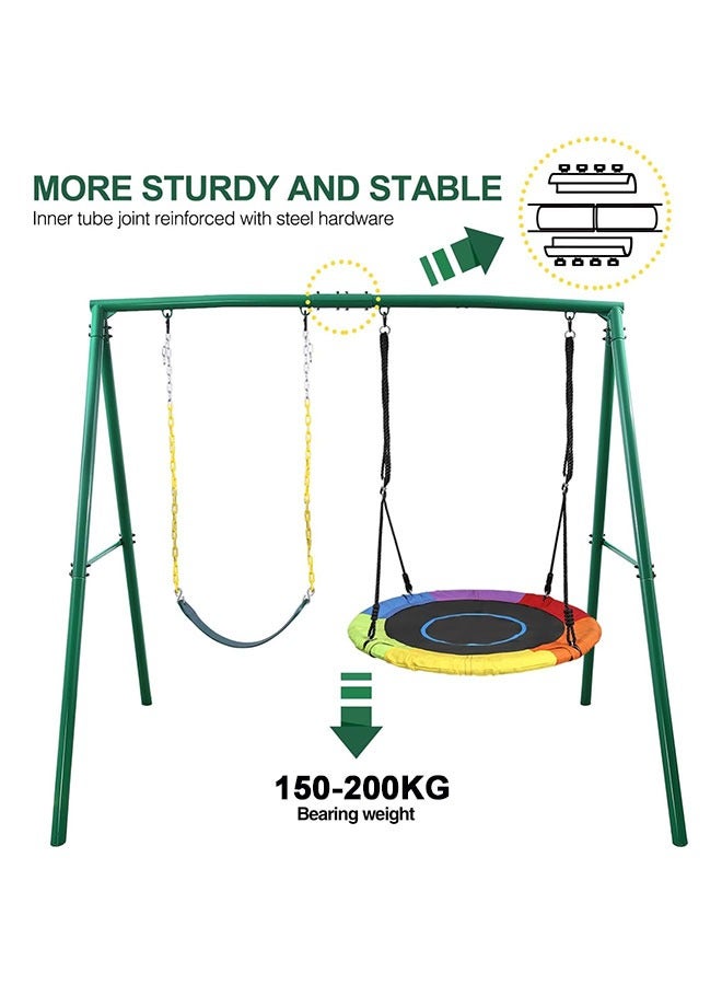 Kids Family Outdoor Metal Swing Equipment With Two Seats