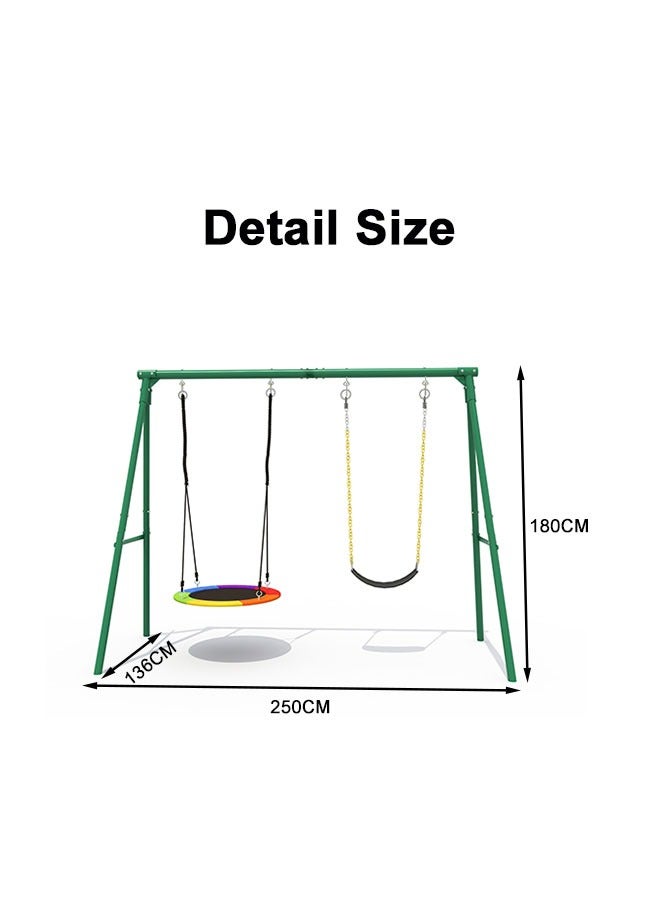 Kids Family Outdoor Metal Swing Equipment With Two Seats