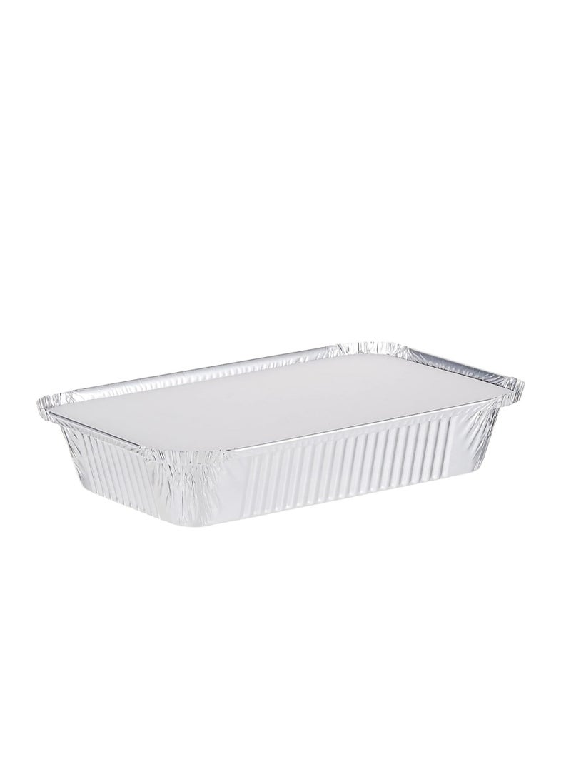 Aluminum Rectangle Food Container Silver 890ml With Lid