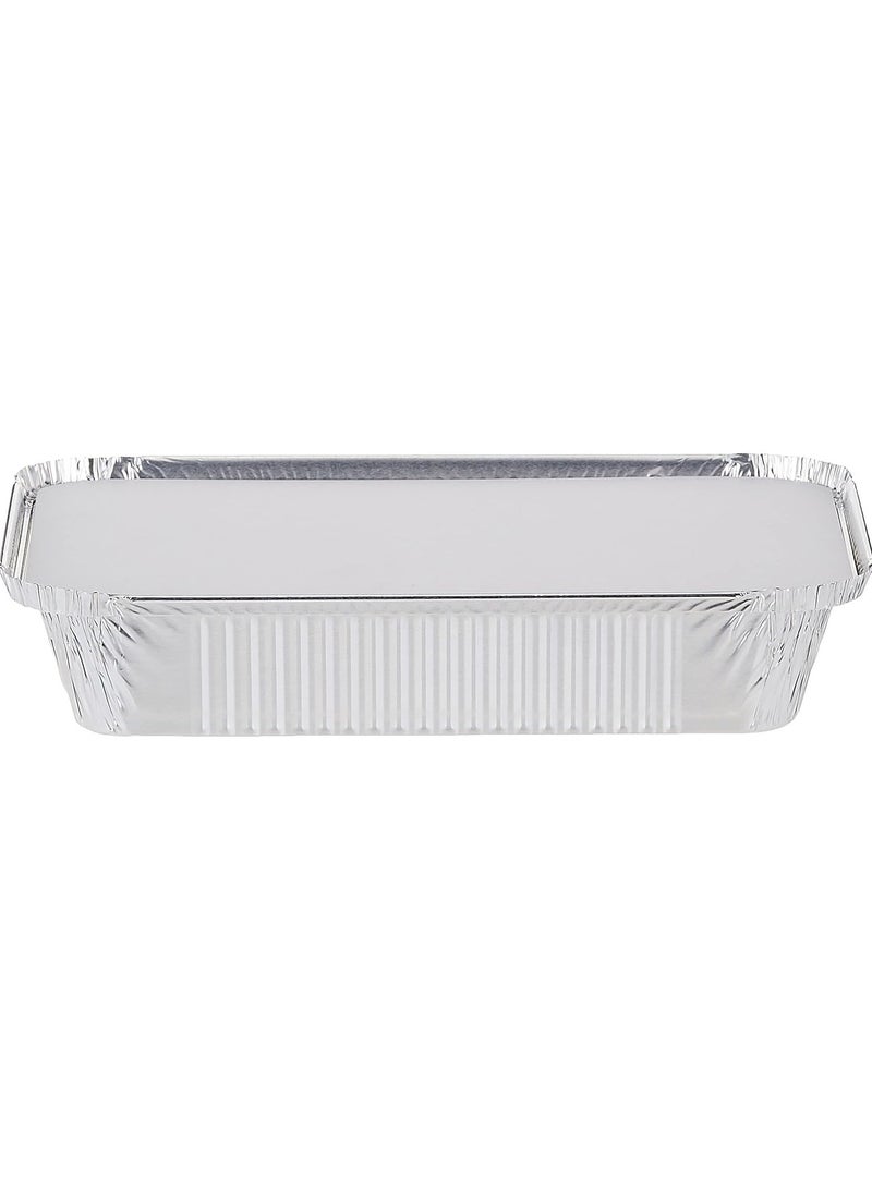 Aluminum Rectangle Food Container Silver 890ml With Lid