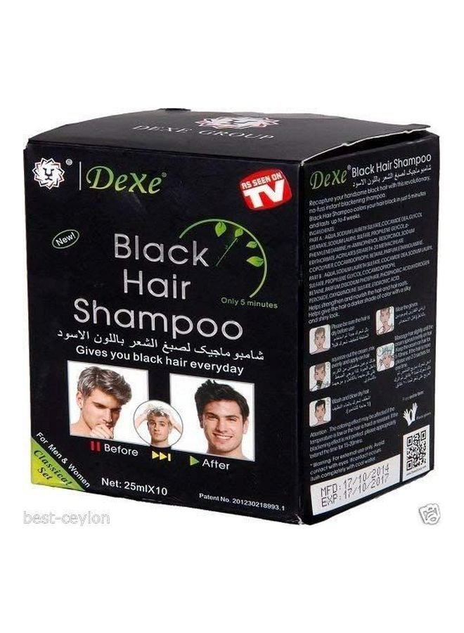 Pack Of 10 Hair Shampoo Sachets Black 10x25ml