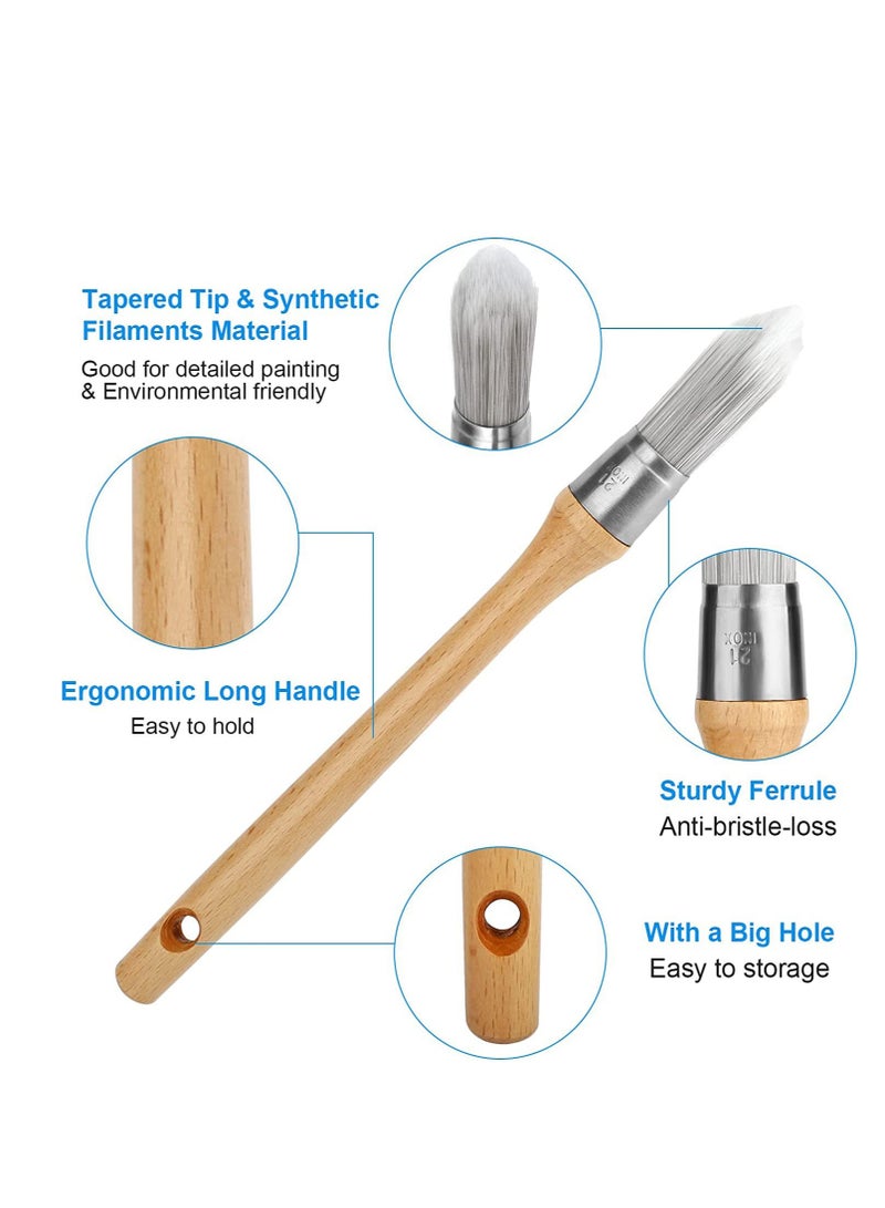 4-Piece Round Pointed Paint Brush Set with Wooden Handle - Perfect for Edges and Trim Painting on Walls