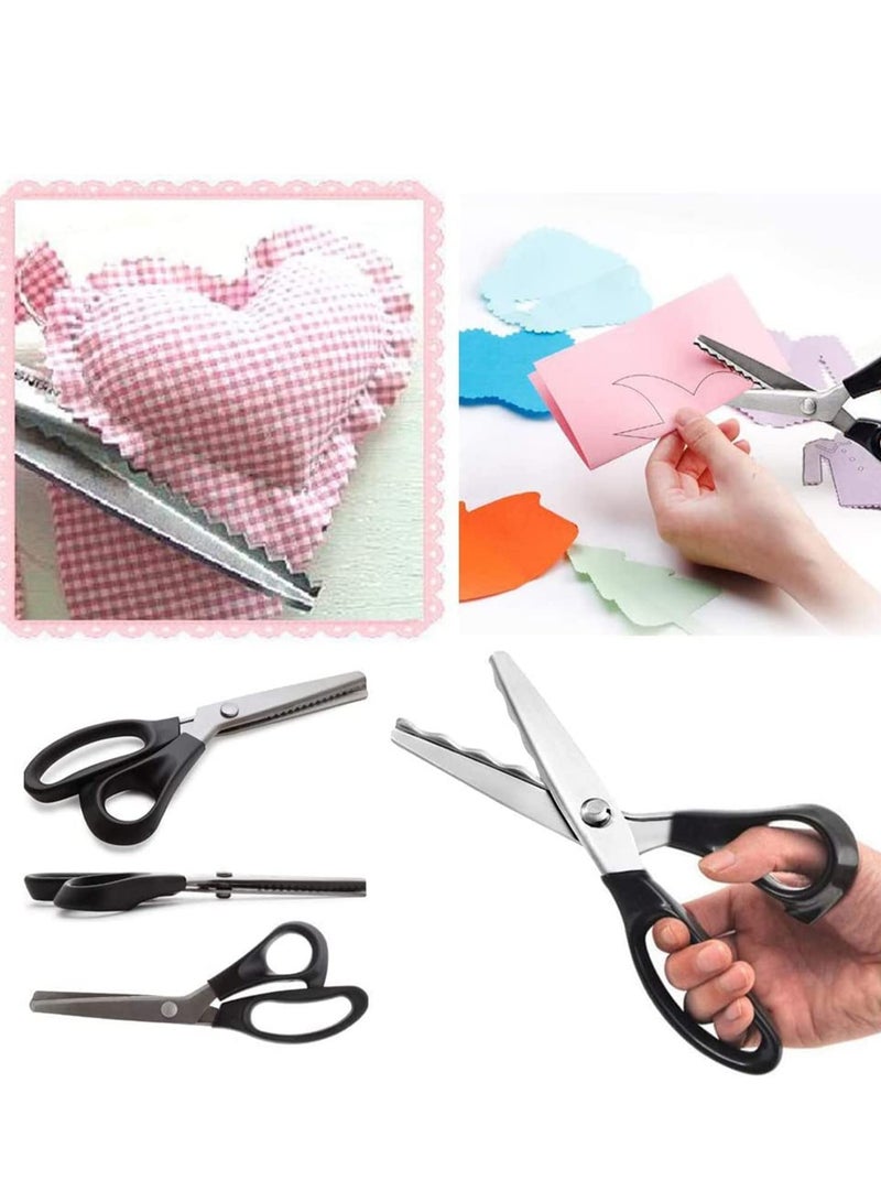 Pinking Shears for Dressmaking, Professional Stainless Steel Tailor Scissors for Felt Paper Fabric Cutting/Sewing, Handled Zig Zag, Children Adults Art and Craft