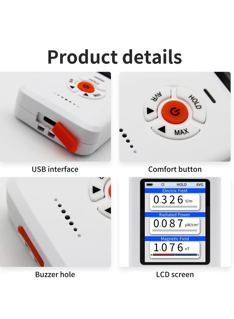 EMF Meter Multi Testers, Portable Handheld Radiation Detector Gauss Reader, 3 in 1 Digital/Graph Electromagnetic Field Radiation Detector for EF/RF/MF, for Home, Office, Outdoor, EMF Inspections