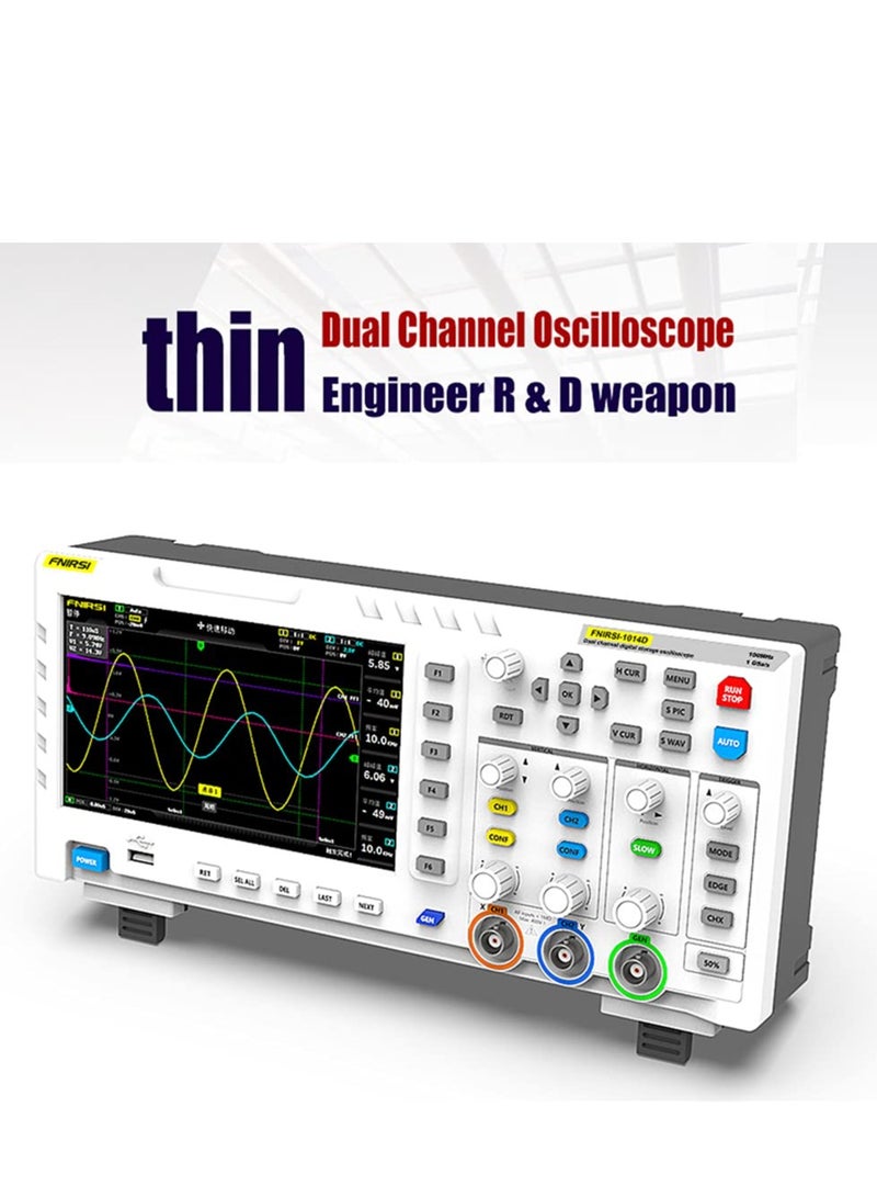 2 in 1 Digital Oscilloscope DDS Signal Generator Desktop Oscilloscope Capture Output Signal Function, 2 Channels 100Mhz Bandwidth 1GSa/s Sampling Rate Built-in 1GB Storage Space