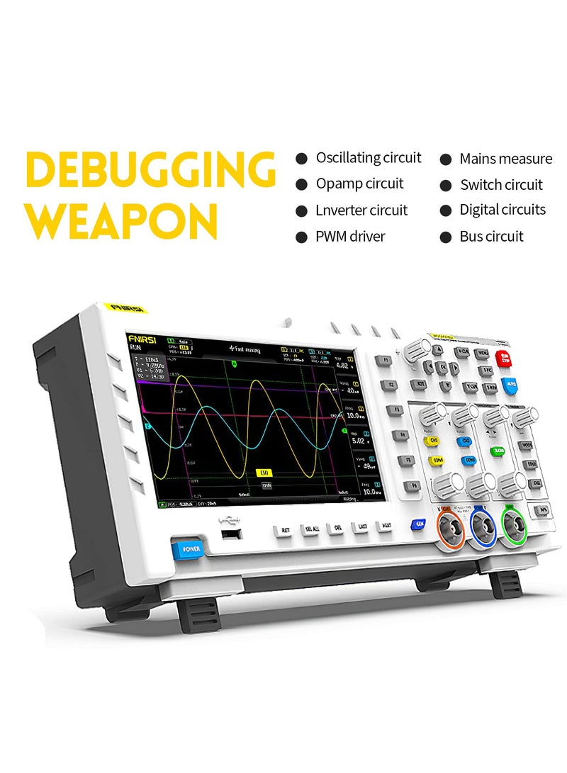 2 in 1 Digital Oscilloscope DDS Signal Generator Desktop Oscilloscope Capture Output Signal Function, 2 Channels 100Mhz Bandwidth 1GSa/s Sampling Rate Built-in 1GB Storage Space