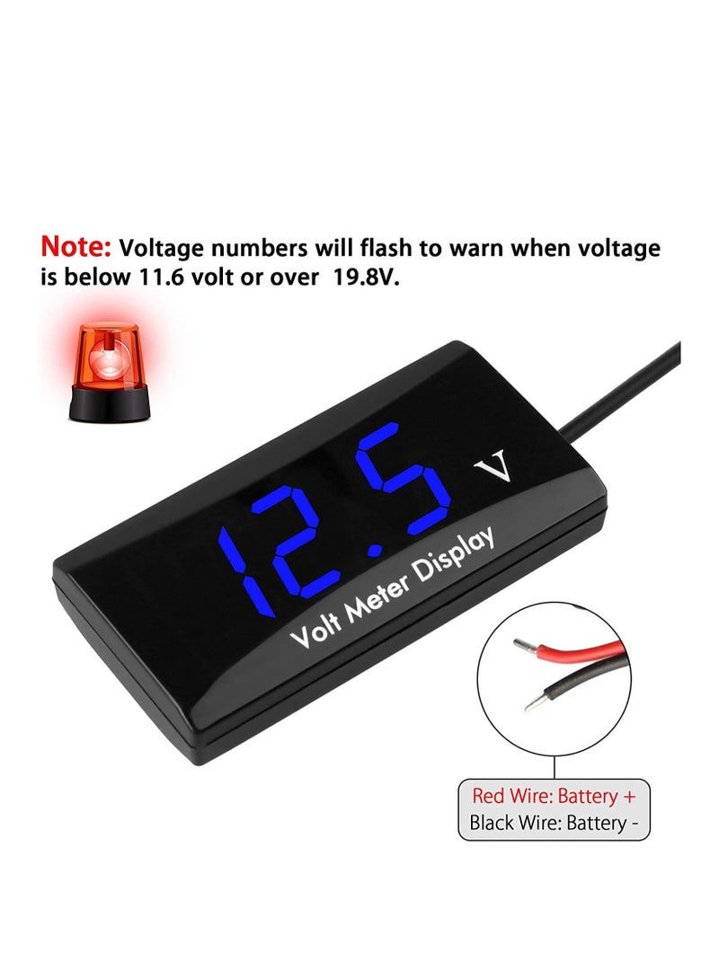 12V Car Digital Voltmeter Gauge, Battery Voltage Mete, Waterproof LED Display Motorcycle Voltmeter Power Energy Volt Meter Gauge for Trailer Camper Boat Marine Vehicle Caravan Car Battery Voltage