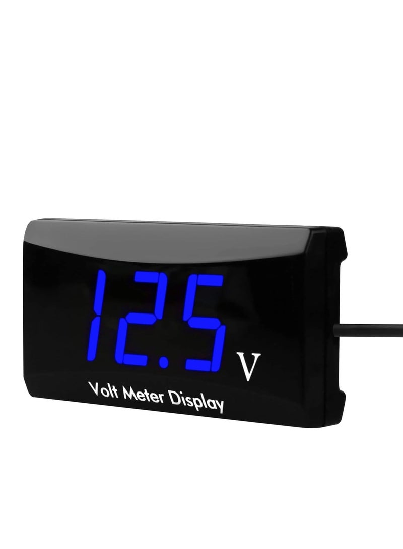 12V Car Digital Voltmeter Gauge, Battery Voltage Mete, Waterproof LED Display Motorcycle Voltmeter Power Energy Volt Meter Gauge for Trailer Camper Boat Marine Vehicle Caravan Car Battery Voltage