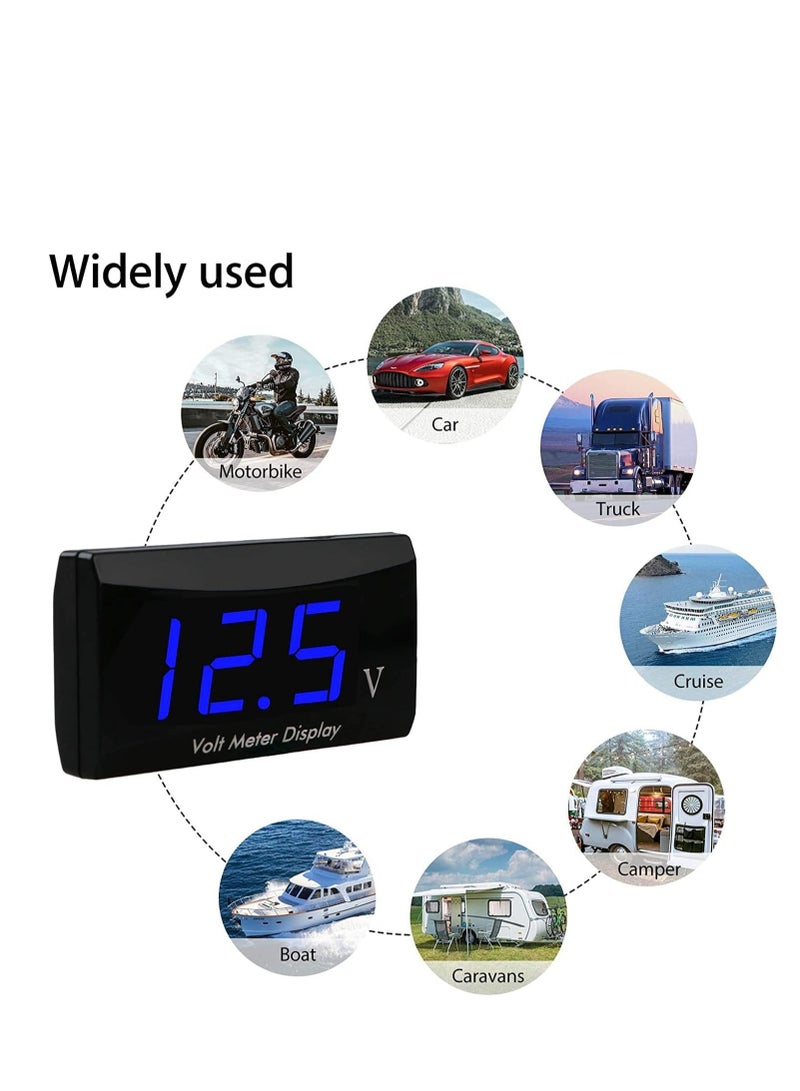 12V Car Digital Voltmeter Gauge, Battery Voltage Mete, Waterproof LED Display Motorcycle Voltmeter Power Energy Volt Meter Gauge for Trailer Camper Boat Marine Vehicle Caravan Car Battery Voltage