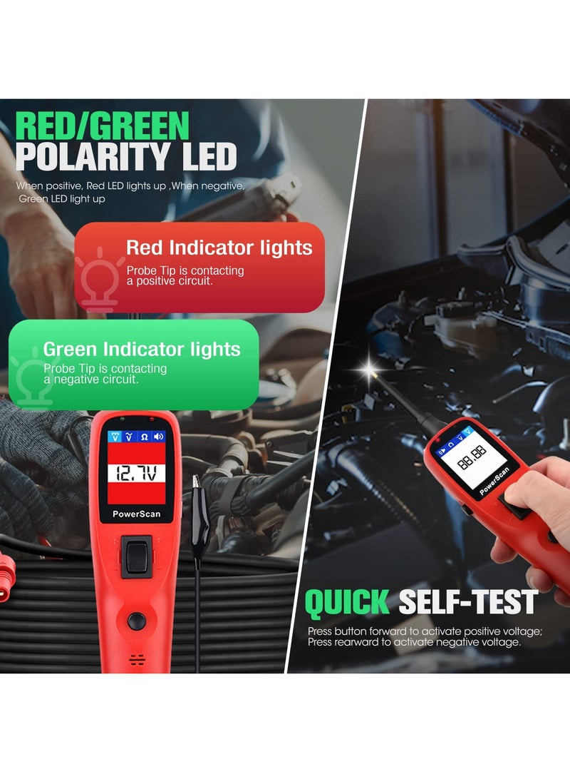 Automotive Circuit Tester, Power Circuit Probe Kit, Digital Multimeter Relay & Diode Resistance Tool, for Frequency Duty Cycle Voltage Test, Activating Component, w 20ft Cable