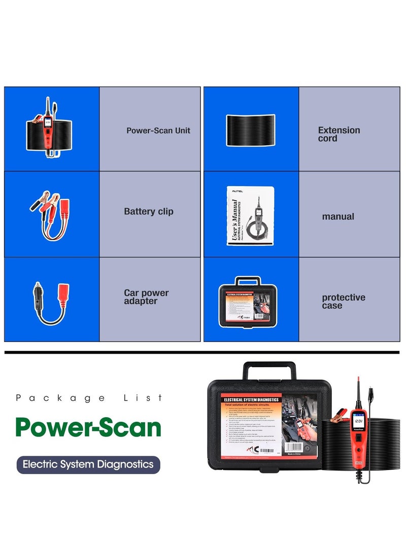Automotive Circuit Tester, Power Circuit Probe Kit, Digital Multimeter Relay & Diode Resistance Tool, for Frequency Duty Cycle Voltage Test, Activating Component, w 20ft Cable