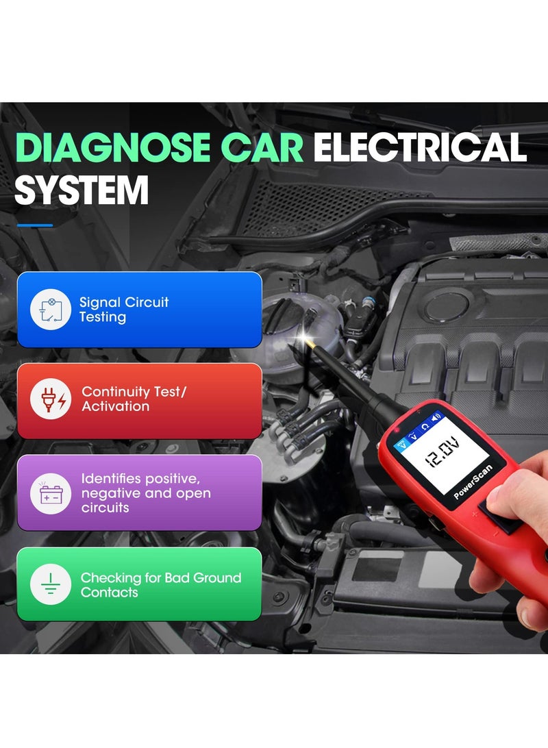Automotive Circuit Tester, Power Circuit Probe Kit, Digital Multimeter Relay & Diode Resistance Tool, for Frequency Duty Cycle Voltage Test, Activating Component, w 20ft Cable
