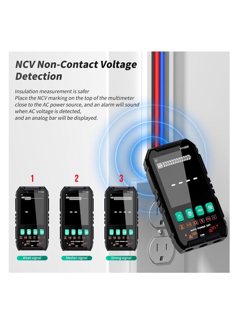 Digital Multimeter, Compact Intelligent Multi Tester, NCV Electrical Tester, True RMS 4000 Counts, LCD, Overload Protection, Auto-Ranging, Electric Tools for Househould Outlet, Automotive Battery Test