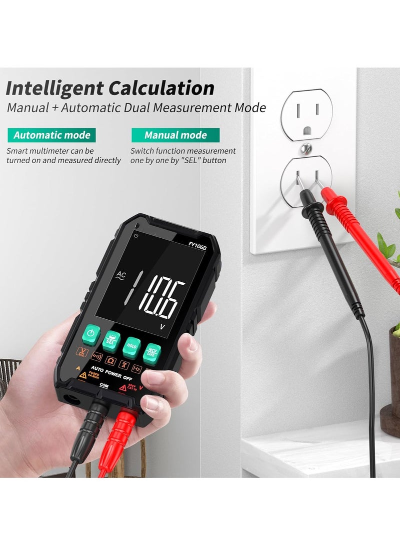 Digital Multimeter, Compact Intelligent Multi Tester, NCV Electrical Tester, True RMS 4000 Counts, LCD, Overload Protection, Auto-Ranging, Electric Tools for Househould Outlet, Automotive Battery Test