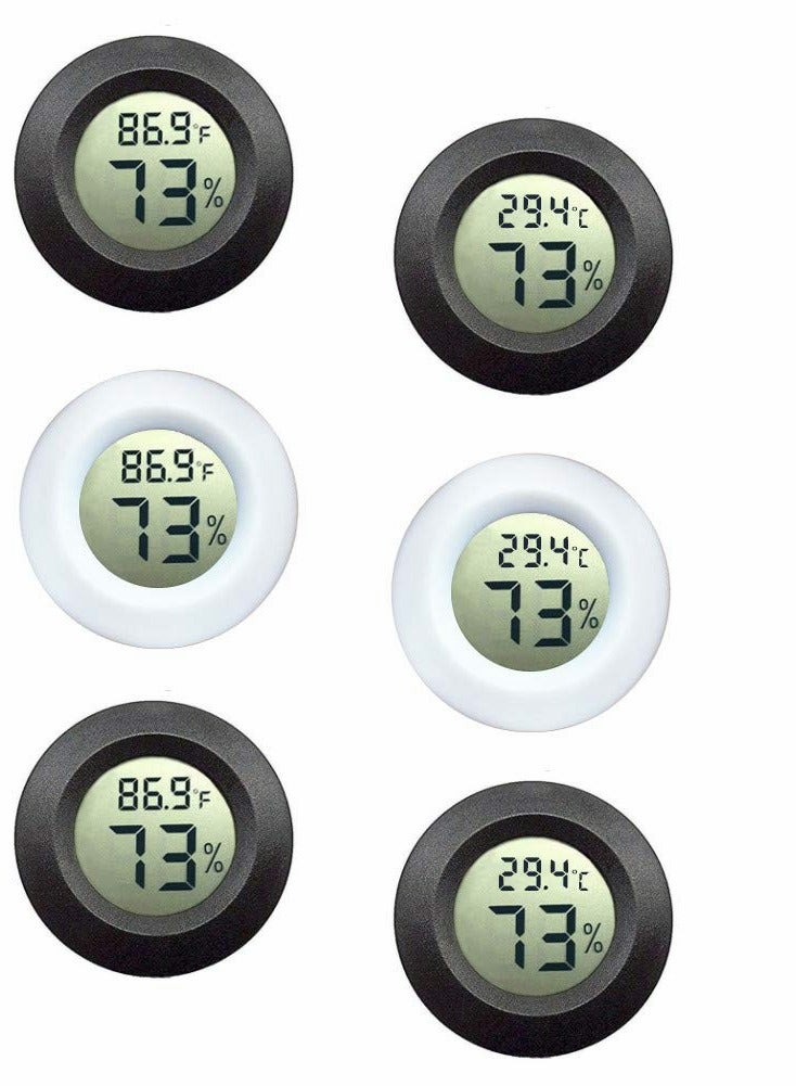 Thermometers, Mini Hygrometer Thermometer, Indoor Thermometer, Hygrometer Fahrenheit or Celsius Meter, Digital LCD Monitor, for Greenhouse, Garden, Cellar, Cars, Baby Rooms, 6-Pack