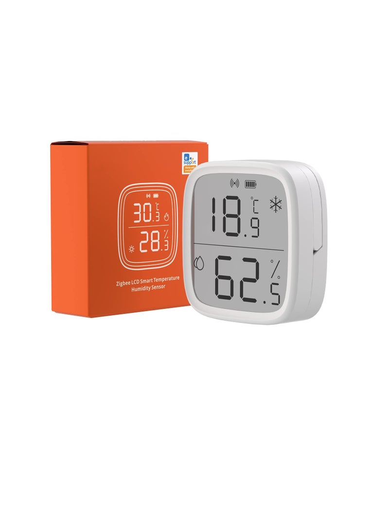Indoor Temperature and Humidity Sensor, LCD Smart Thermometer Hygrometer, Zigbee Hub Required, Temperature Humidity Sensor Compatible Works with Alexa/Google Home for Remote Monitoring and Automation