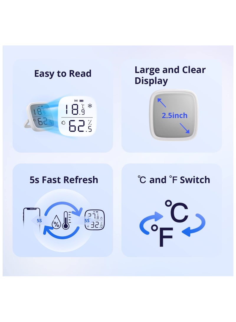 Indoor Temperature and Humidity Sensor, LCD Smart Thermometer Hygrometer, Zigbee Hub Required, Temperature Humidity Sensor Compatible Works with Alexa/Google Home for Remote Monitoring and Automation