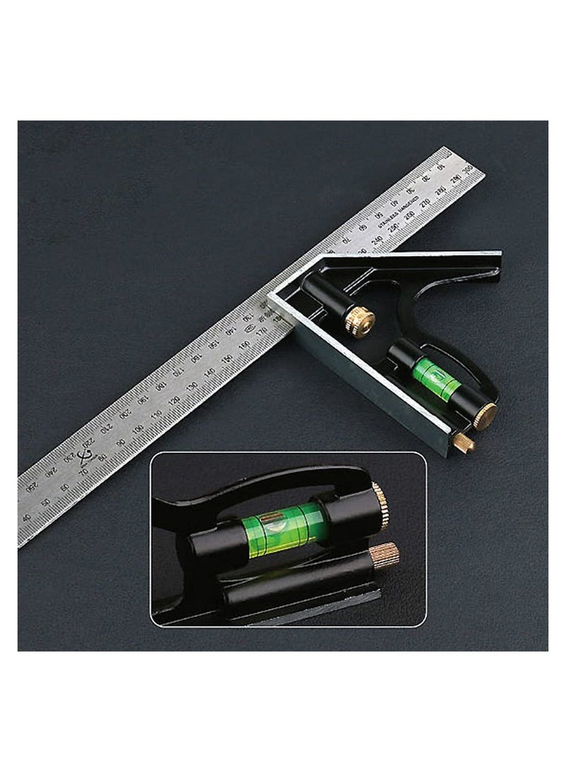 Combination Angle Ruler, SYOSI 300MM Combination Square Angle Ruler Stainless Steel Multi Function Measuring Tool About 0.35Kg