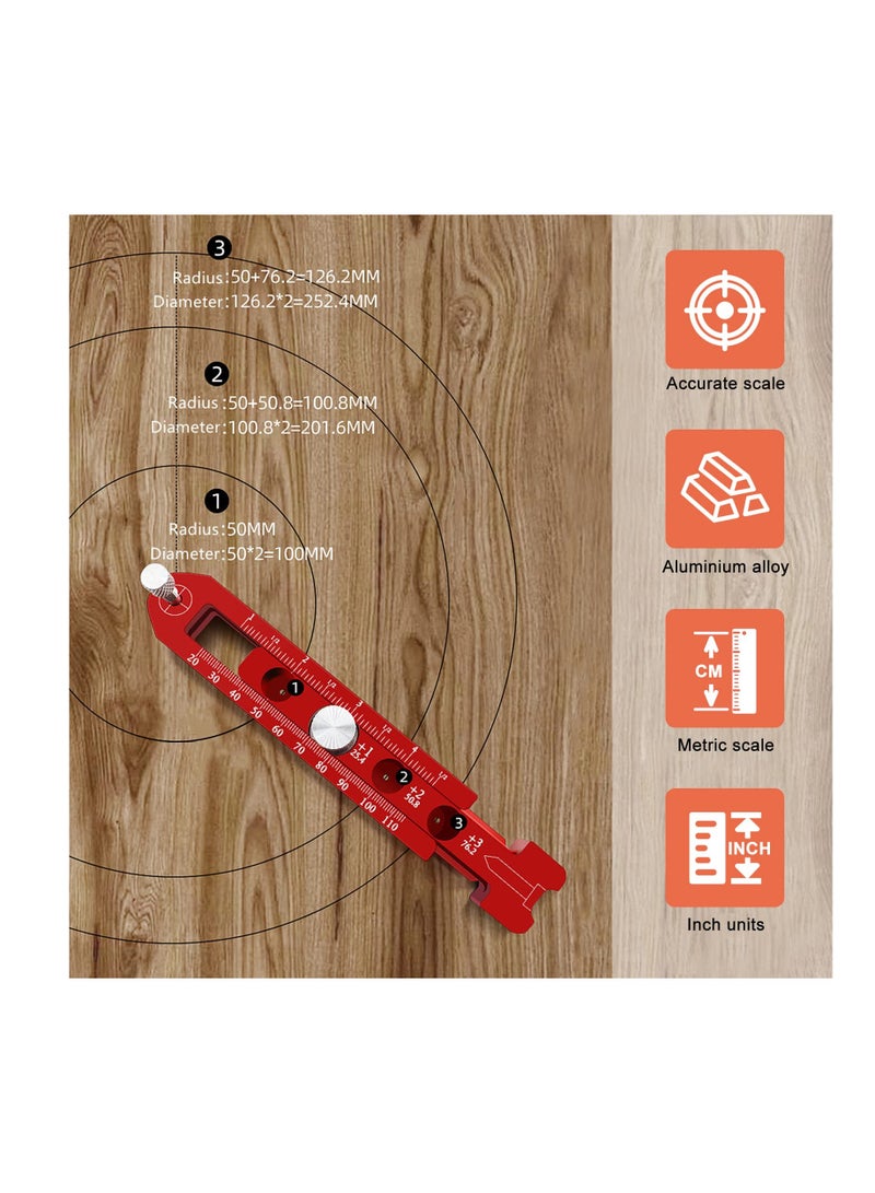 Adjustable Woodworking Compass Scriber - Dual-Scale Aluminum Ruler for Precise Marking & Drawing Circles, 164mm