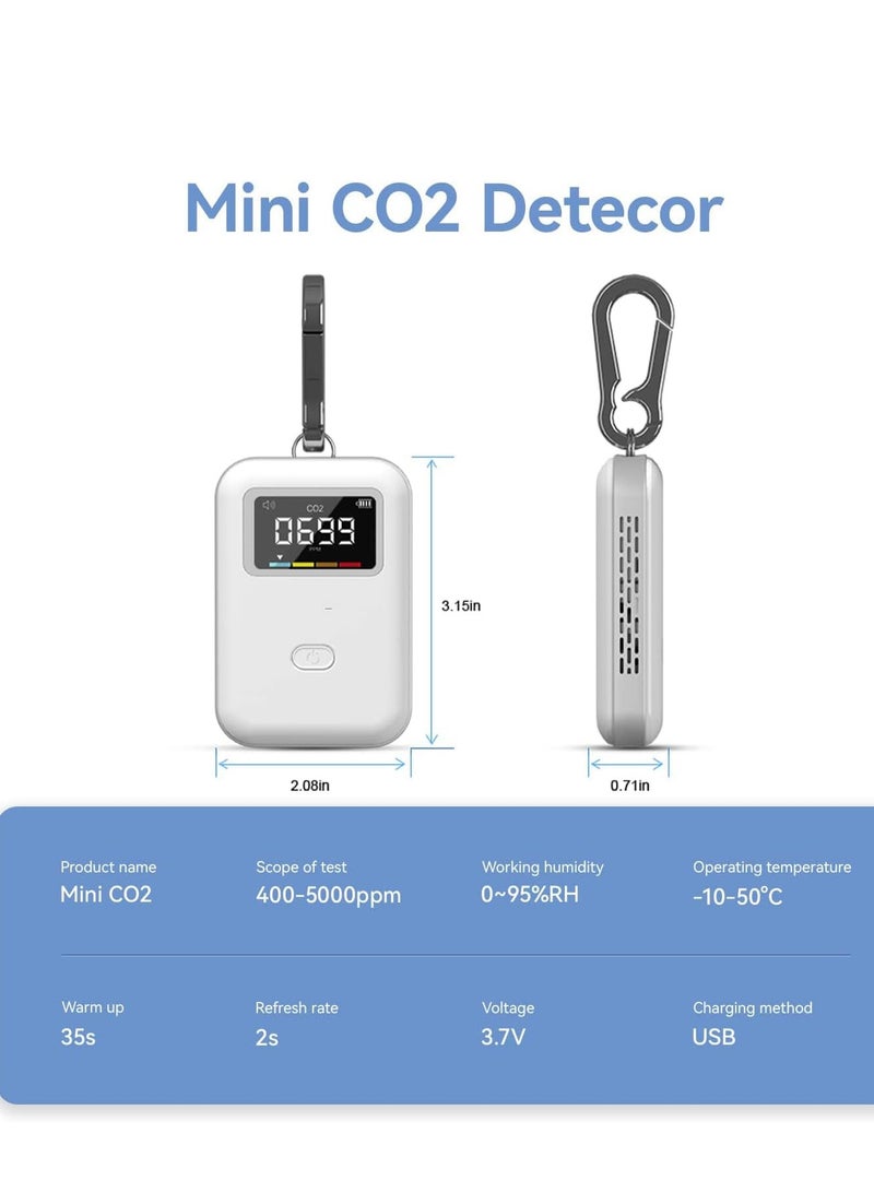 Air Quality Monitor, Mini CO2 Detector Formaldehyde, Temperature and humidity Meter, Stylish and Lightweight for Travel Home Indoor, Gas Leak