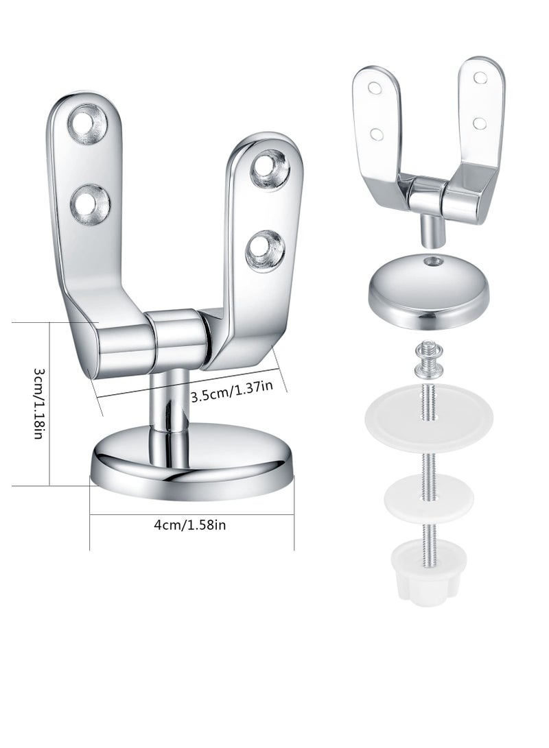 Chrome Toilet Seat Hinges Replacement, Durable Zinc Alloy Hardware for Fixed Toilet Seat Installation, 2 Pieces