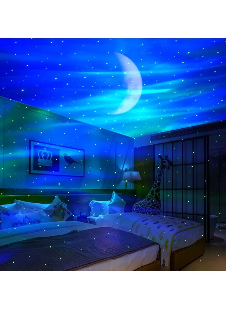 New 3D Visual Aurora Moon Star Projection Lamp Romantic Starry Music Laser Atmosphere Lamp with Remote Controller