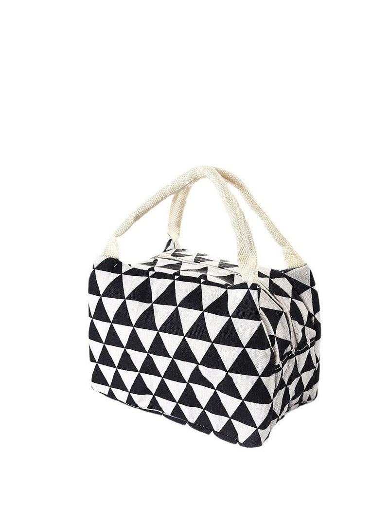 Thermal Insulated Printed Lunch Bag Black/White