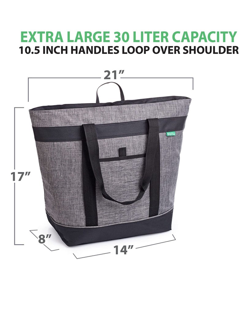 Insulated Cooler Bag with HD Thermal Insulation - Premium, Collapsible Soft Makes a Perfect Grocery Bag, Food Delivery Travel or Beach Bags(Charcoal)