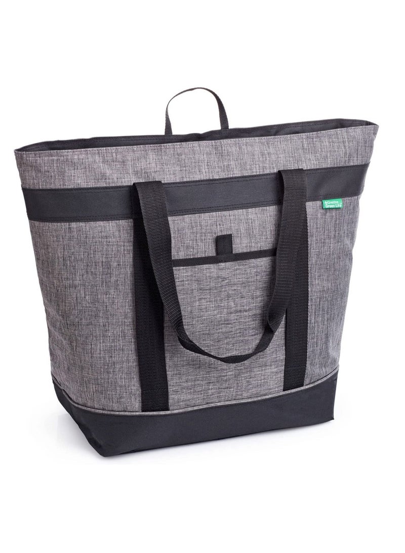 Insulated Cooler Bag with HD Thermal Insulation - Premium, Collapsible Soft Makes a Perfect Grocery Bag, Food Delivery Travel or Beach Bags(Charcoal)