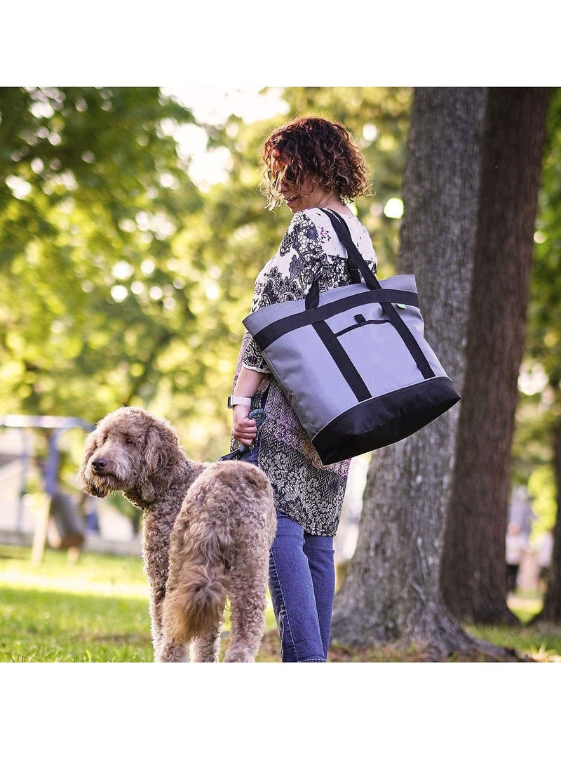 Insulated Cooler Bag with HD Thermal Insulation - Premium, Collapsible Soft Makes a Perfect Grocery Bag, Food Delivery Travel or Beach Bags(Charcoal)