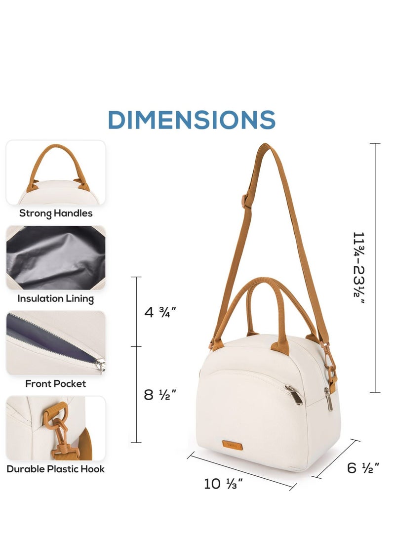 Stylish and Spacious Lunch Bag Set, Perfect for Work, School, Picnics, Travel - Includes Utensils Insulated Tote Bag, Beige