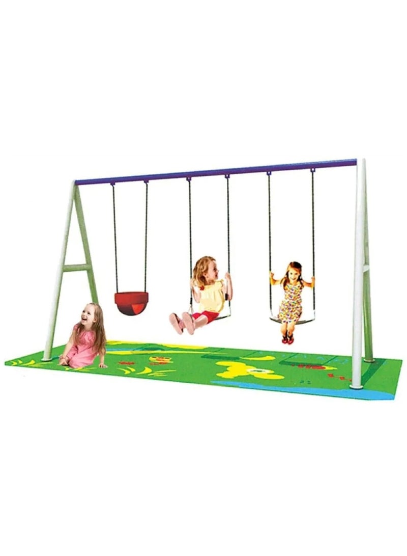 Metal 3 Seats Swing Set For Ground Or Sand Height 250CM