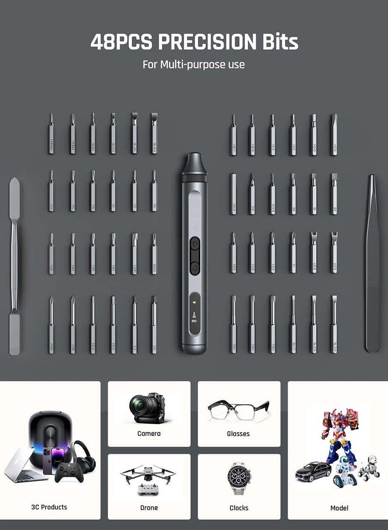 Mini Electric Screwdriver 50 In 1 Electric Screwdriver Kit With 48 Magnetic Bits Precision Screwdriver Cordless Repair Tool With Tweezers And Pry Bar