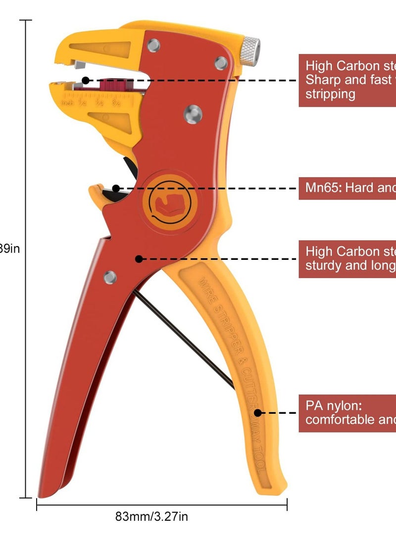 2-in-1 Automatic Wire Stripper and Cutter,Adjustable 10-24 AWG Electrical Cable Tool for Electronics and Automotive Repair