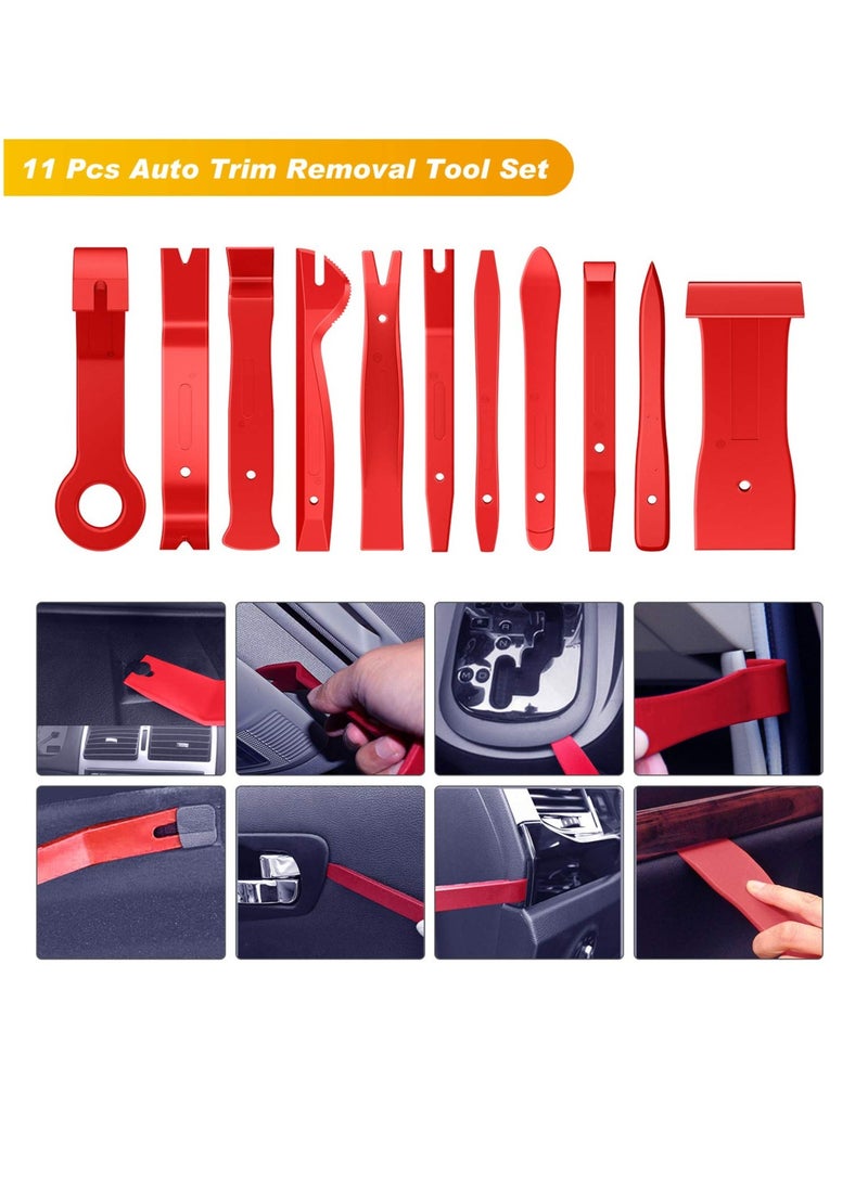 40Pcs Trim Removal Tool, Auto Terminal Removal Key Tool, Auto Clip Pliers Stereo Removal Tools, Car Upholstery Repair Removal Kit, Precision Hook and Pick Set,Wiring Threader, Car Film Scraper