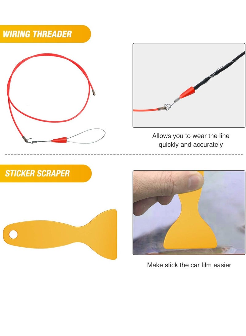 40Pcs Trim Removal Tool, Auto Terminal Removal Key Tool, Auto Clip Pliers Stereo Removal Tools, Car Upholstery Repair Removal Kit, Precision Hook and Pick Set,Wiring Threader, Car Film Scraper