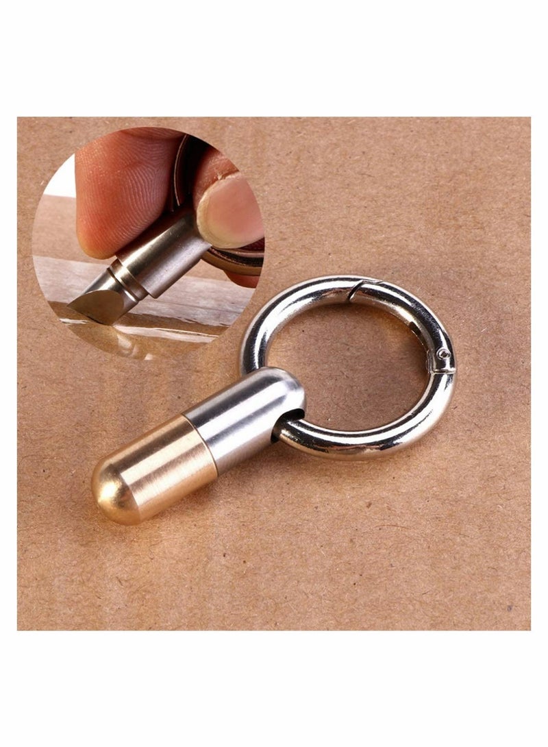 Tiny Cutting Tool Portable Capsule Cutter with Keychain Ring Sharp Tool EDC Gadgets for Unpacking Cartons Stripping Stickers Splitting Pills Opening Cans